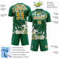 Custom Kelly Green Old Gold-White Fluid Art Splash Sublimation Soccer Uniform Jersey Limited