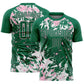 Custom Kelly Green Light Pink-White Fluid Art Splash Sublimation Soccer Uniform Jersey