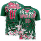 Custom Kelly Green Neon Pink-White Fluid Art Splash Sublimation Soccer Uniform Jersey