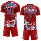 Custom Red Royal-White Fluid Art Splash Sublimation Soccer Uniform Jersey Limited