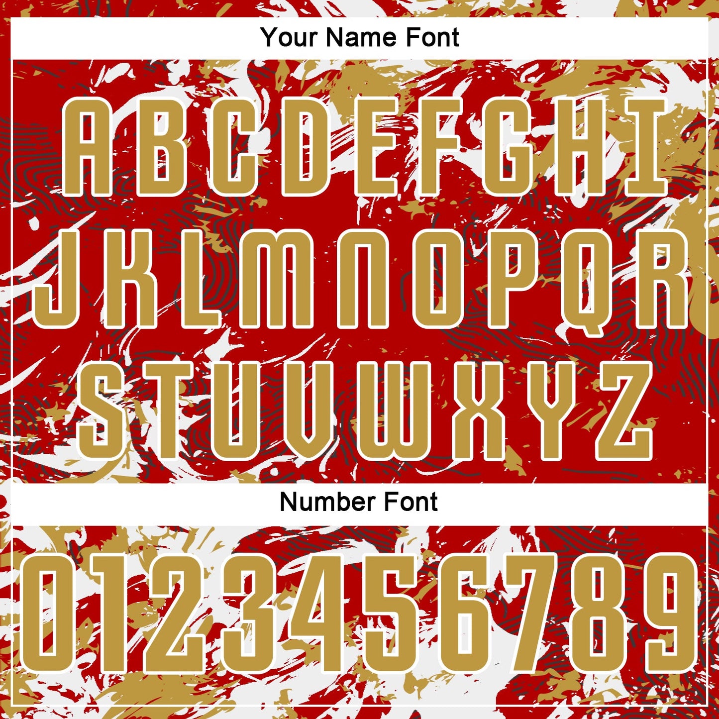 Custom Red Old Gold-White Fluid Art Splash Sublimation Soccer Uniform Jersey Limited