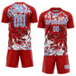 Custom Red Light Blue-White Fluid Art Splash Sublimation Soccer Uniform Jersey Limited