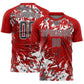 Custom Red Steel Gray-White Fluid Art Splash Sublimation Soccer Uniform Jersey