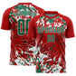 Custom Red Kelly Green-White Fluid Art Splash Sublimation Soccer Uniform Jersey