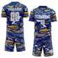 Custom Figure White Royal-Old Gold Fluid Art Splash Sublimation Soccer Uniform Jersey Limited