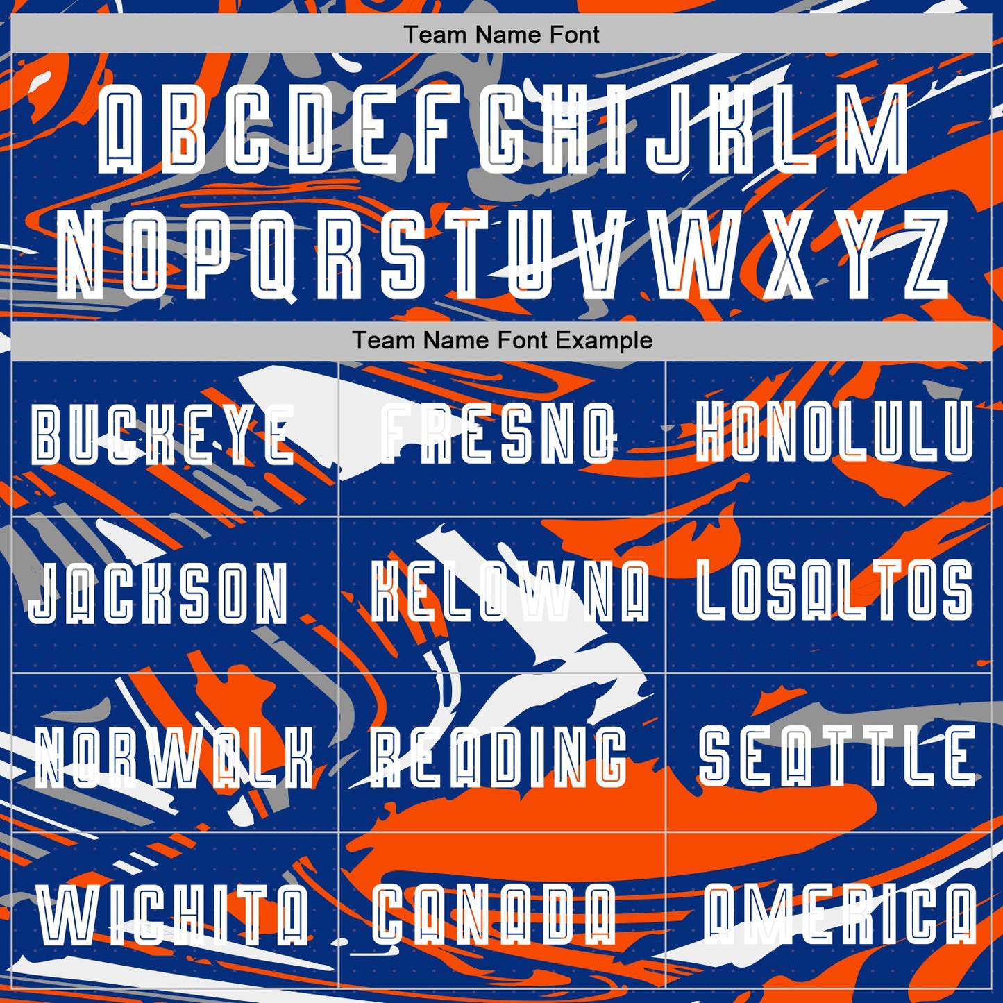 Custom Figure White Royal-Orange Fluid Art Splash Sublimation Soccer Uniform Jersey Limited