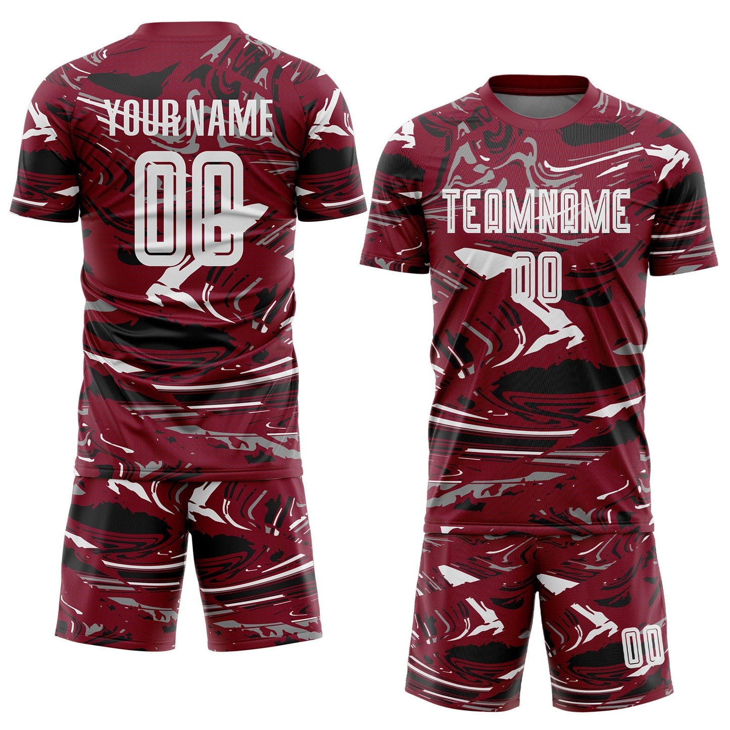 Custom Figure White Crimson-Black Fluid Art Splash Sublimation Soccer Uniform Jersey Limited