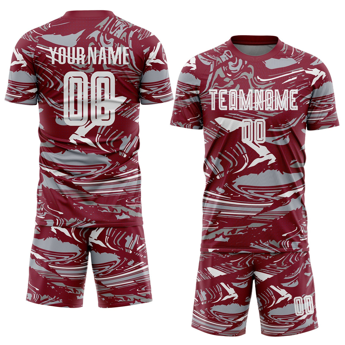 Custom Figure White Crimson-Gray Fluid Art Splash Sublimation Soccer Uniform Jersey Limited
