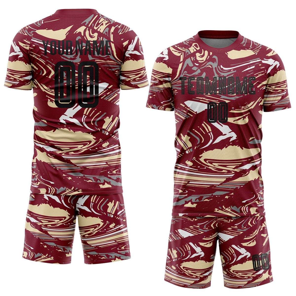 Custom Figure Black Crimson-Cream Fluid Art Splash Sublimation Soccer Uniform Jersey Limited