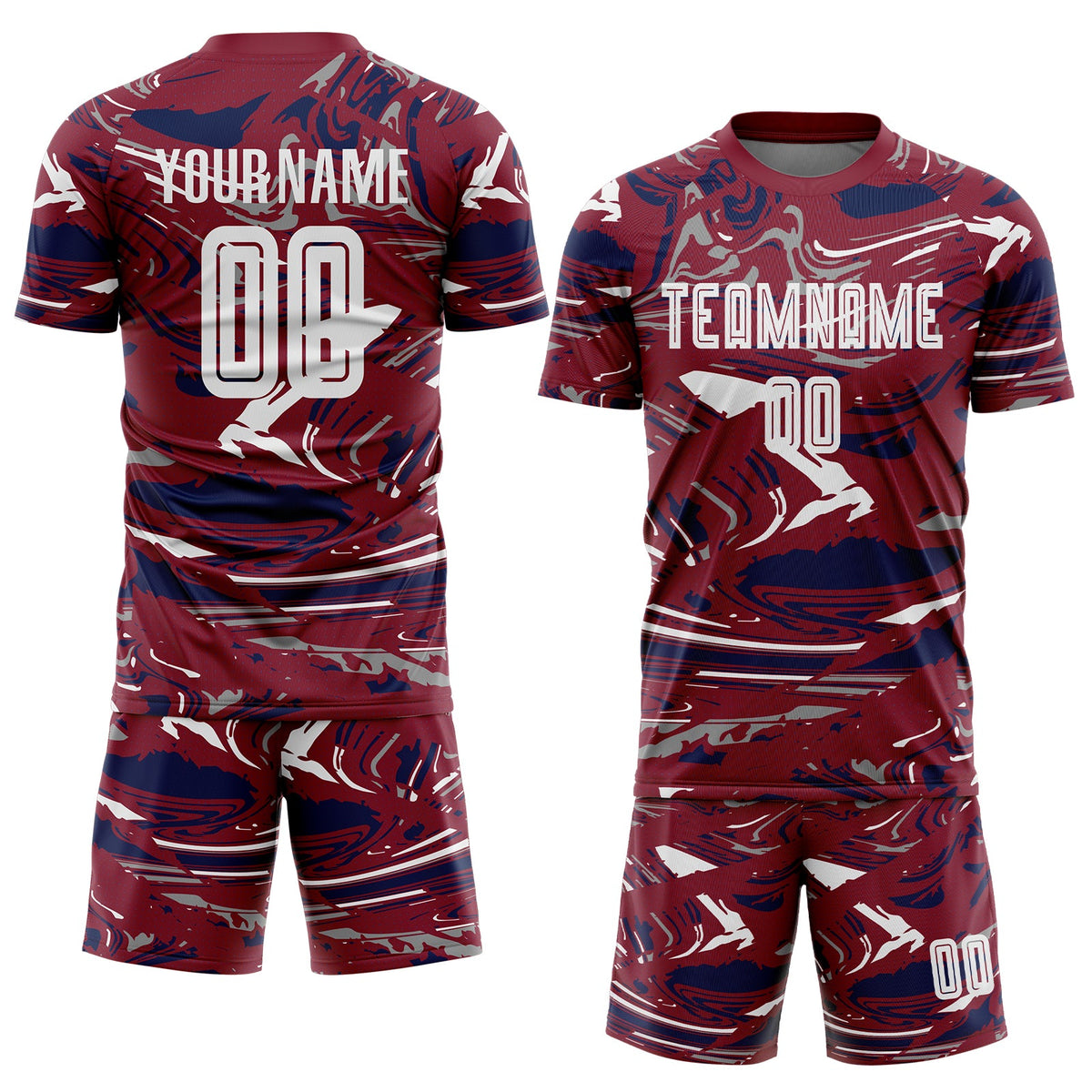 Custom Figure White Crimson-Navy Fluid Art Splash Sublimation Soccer Uniform Jersey Limited