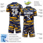 Custom Figure White Navy-Gold Fluid Art Splash Sublimation Soccer Uniform Jersey Limited