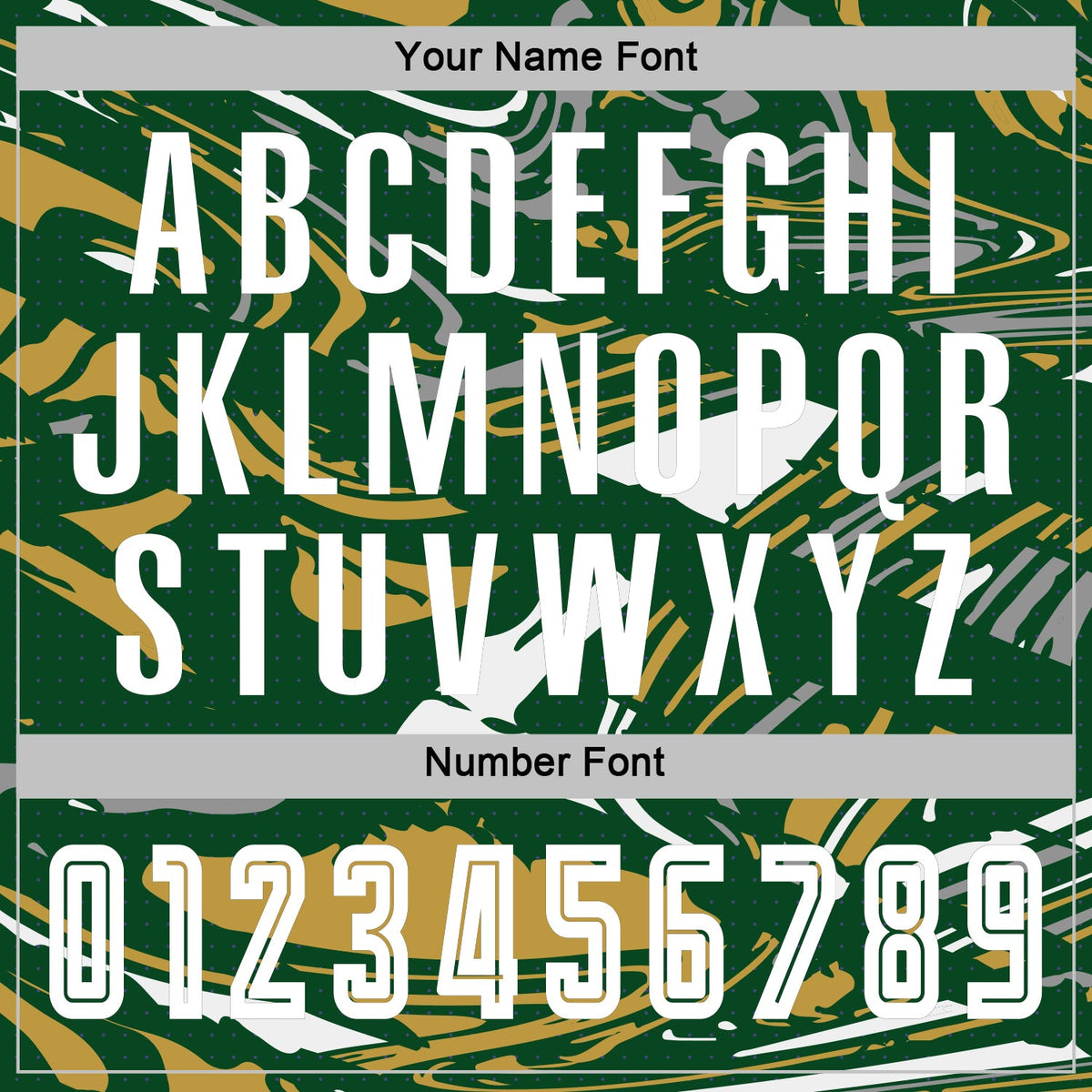 Custom Figure White Green-Old Gold Fluid Art Splash Sublimation Soccer Uniform Jersey Limited