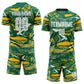 Custom Figure White Kelly Green-Gold Fluid Art Splash Sublimation Soccer Uniform Jersey Limited