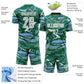 Custom Figure White Kelly Green-Light Blue Fluid Art Splash Sublimation Soccer Uniform Jersey Limited