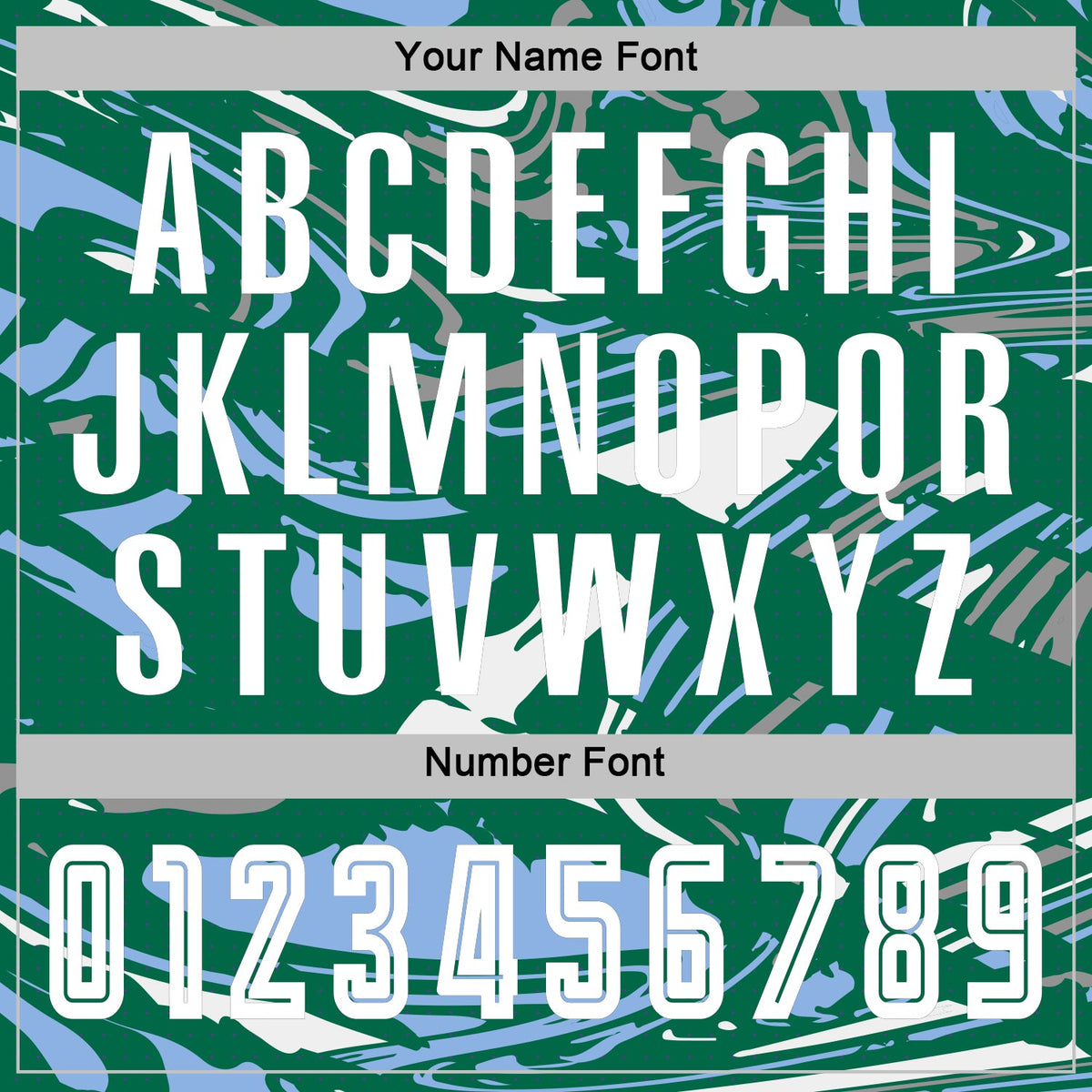 Custom Figure White Kelly Green-Light Blue Fluid Art Splash Sublimation Soccer Uniform Jersey Limited