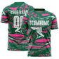 Custom Figure White Kelly Green-Pink Fluid Art Splash Sublimation Soccer Uniform Jersey