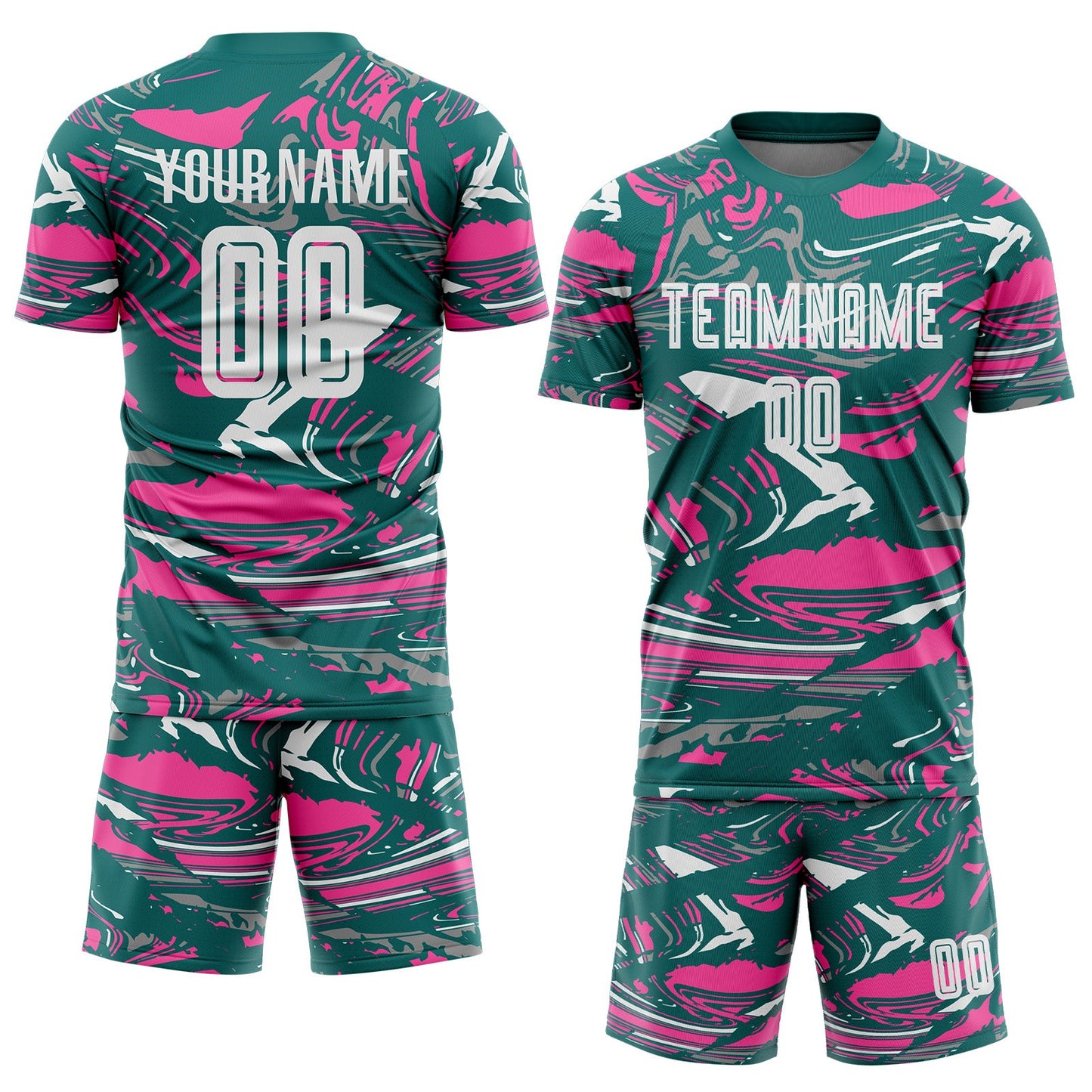 Custom Figure White Teal-Pink Fluid Art Splash Sublimation Soccer Uniform Jersey Limited