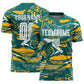 Custom Figure White Teal-Gold Fluid Art Splash Sublimation Soccer Uniform Jersey