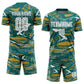 Custom Figure White Teal-Old Gold Fluid Art Splash Sublimation Soccer Uniform Jersey Limited