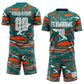 Custom Figure White Teal-Orange Fluid Art Splash Sublimation Soccer Uniform Jersey Limited