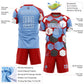 Custom Red Light Blue-White Geometric Shape Sublimation Soccer Uniform Jersey Limited