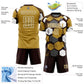 Custom Brown Old Gold-White Geometric Shape Sublimation Soccer Uniform Jersey Limited