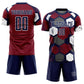 Custom Navy Crimson-White Geometric Shape Sublimation Soccer Uniform Jersey Limited