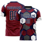 Custom Navy Crimson-White Geometric Shape Sublimation Soccer Uniform Jersey