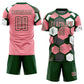 Custom Green Medium Pink-White Geometric Shape Sublimation Soccer Uniform Jersey Limited