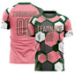 Custom Green Medium Pink-White Geometric Shape Sublimation Soccer Uniform Jersey