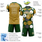 Custom Green Old Gold-White Geometric Shape Sublimation Soccer Uniform Jersey Limited