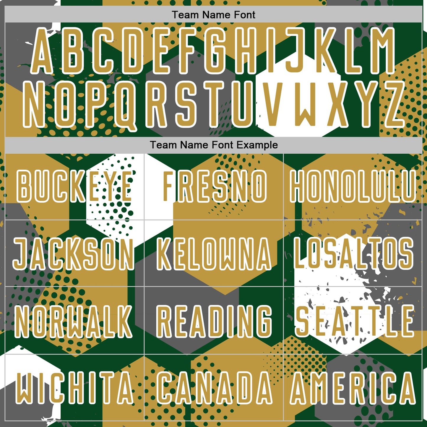 Custom Green Old Gold-White Geometric Shape Sublimation Soccer Uniform Jersey Limited