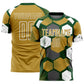 Custom Green Old Gold-White Geometric Shape Sublimation Soccer Uniform Jersey