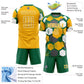 Custom Kelly Green Gold-White Geometric Shape Sublimation Soccer Uniform Jersey Limited