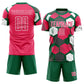 Custom Kelly Green Neon Pink-White Geometric Shape Sublimation Soccer Uniform Jersey Limited