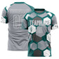 Custom Teal Gray-White Geometric Shape Sublimation Soccer Uniform Jersey