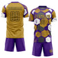 Custom Purple Old Gold White-Black Geometric Shape Sublimation Soccer Uniform Jersey Limited