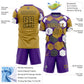 Custom Purple Old Gold White-Black Geometric Shape Sublimation Soccer Uniform Jersey Limited