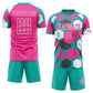 Custom Aqua Pink-White Geometric Shape Sublimation Soccer Uniform Jersey Limited