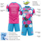 Custom Sky Blue Pink-White Geometric Shape Sublimation Soccer Uniform Jersey Limited