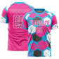 Custom Sky Blue Pink-White Geometric Shape Sublimation Soccer Uniform Jersey