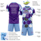 Custom Light Blue Purple-White Geometric Shape Sublimation Soccer Uniform Jersey Limited