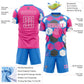 Custom Powder Blue Pink-White Geometric Shape Sublimation Soccer Uniform Jersey Limited