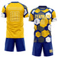 Custom Royal Yellow-White Geometric Shape Sublimation Soccer Uniform Jersey Limited