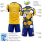 Custom Royal Yellow-White Geometric Shape Sublimation Soccer Uniform Jersey Limited