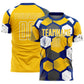Custom Royal Yellow-White Geometric Shape Sublimation Soccer Uniform Jersey