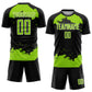 Custom Black Neon Green-White Abstract Fragment Art Sublimation Soccer Uniform Jersey Limited