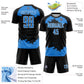 Custom Black Powder Blue-White Abstract Fragment Art Sublimation Soccer Uniform Jersey Limited