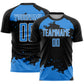 Custom Black Powder Blue-White Abstract Fragment Art Sublimation Soccer Uniform Jersey