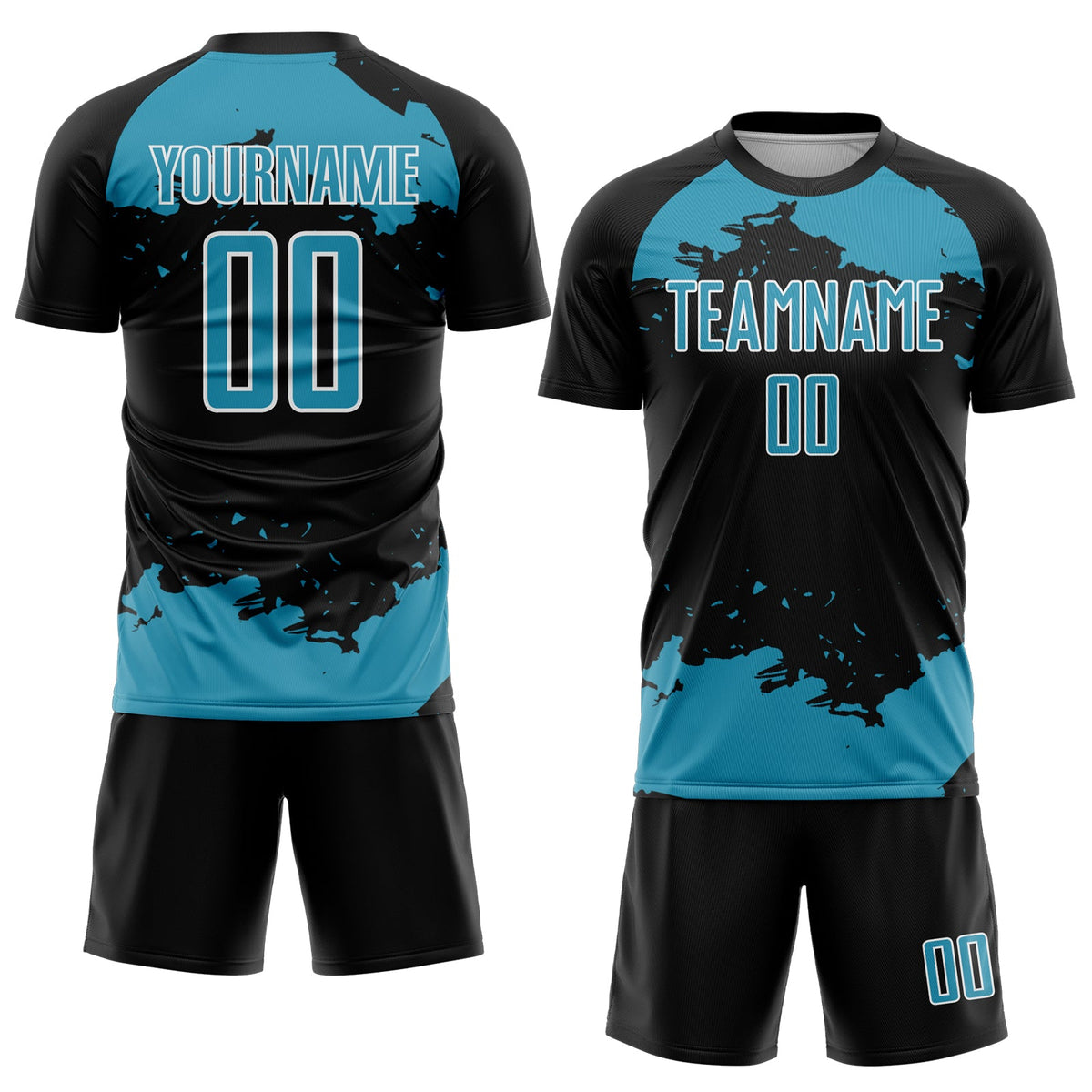 Custom Black Panther Blue-White Abstract Fragment Art Sublimation Soccer Uniform Jersey Limited